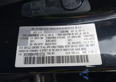 2023 Mazda Cx-30 2.5 S Select z USA, uszkodzony, nr VIN 3MVDMBBMXPM516728